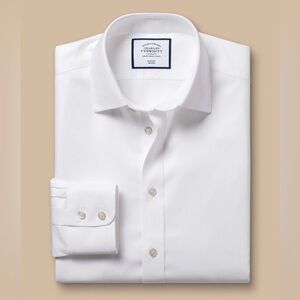 CHARLES TYRWHITT classic white non- iron Twill Shirt